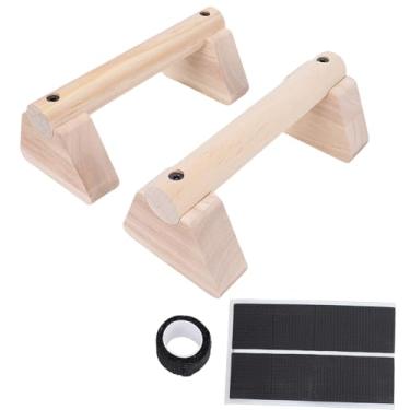 Imagem de Asixxsix Barras Push Up de Madeira, 2 Peças de Paralelos de Madeira de Borracha para Treinamento de Parada de Mão e Treino de Corpo Inteiro, Com Almofadas Antiderrapantes (20cm)