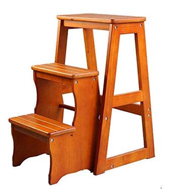 Imagem de Banqueta para decoração de casa, escada, suporte de flores sólidas, multifuncional, cadeira de escada de madeira, biblioteca de cozinha, economia de espaço, carga máxima de 150 kg