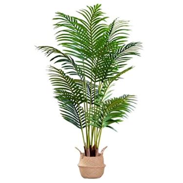 Imagem de SLGGPJBU Plantas falsas planta artificial palmeira artificial simulação planta verde, planta falsa sala de estar quarto vaso árvore falsa para decoração interna plantas artificiais interior ao ar
