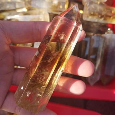 Imagem de 1 peça Pedras naturais e minerais ornamentos de quartzo citrino amarelo quartzo varinha de cristal obelisco decoração de jardim doméstico (cor: citrino 6 - 7 cm, tamanho: 1 peça)