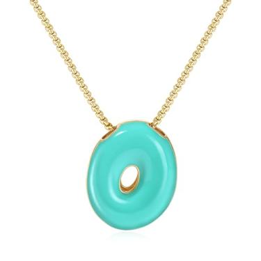 Imagem de KissYan Colar com letras de bolha, banhado a ouro 14 K, pingente de caixa com inicial de balão colorido, joia delicada para presente, Adjustable, Cobre, Sem Pedra Preciosa