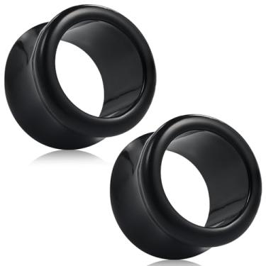 Imagem de Uqnwbdq Tampões de ouvido de acrílico vazados de 6G-50 mm para mulheres e homens, alargador, alargador, alargador, alargador, piercing, joia corporal, preto, branco, transparente, 1 par, 14mm = 9/16