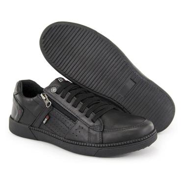 Imagem de Sapatenis Masculino Conforto Couro Preto Ziper BR2