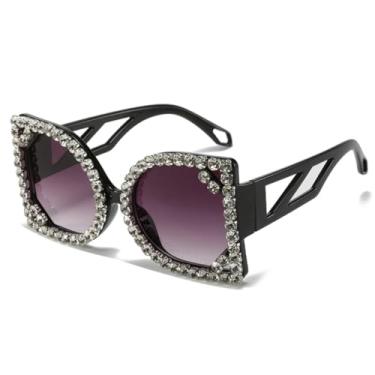 Imagem de HPIRME Óculos de sol femininos retrô para festa, direção e com proteção UV400 (preto degradê cinza)