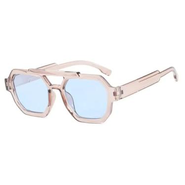 Imagem de Óculos de Sol UV400 - Cor Jelly, Ponte Dupla, Azul Chá, Unissex, para Esportes ao Ar Livre, Corrida, Ciclismo, Champagne (Azul Claro)