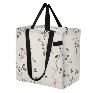 Imagem de SEHANY Sacola de compras reutilizável de cereja fofa com alças reforçadas, bolsa de compras de lona dobrável à prova d'água de grande capacidade para viagem, cozinha, praia