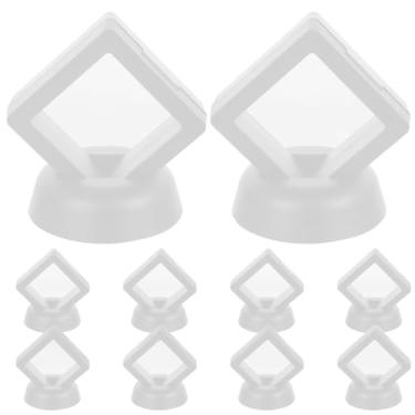 Imagem de TOYANDONA Conjunto de 10 Caixas Expositoras Flutuantes 3d: Suporte para Com Base Transparente, Ideal para Guardar Moedas Comemorativas, , E (branco).
