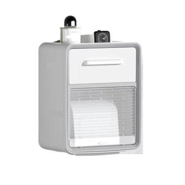 Imagem de x3anggyt5 Caixa de papel higiênico, suporte de papel higiênico não perfurado montado na parede, gaveta de papel higiênico, rolo de papel higiênico, suporte de caixa de lenços (branco)