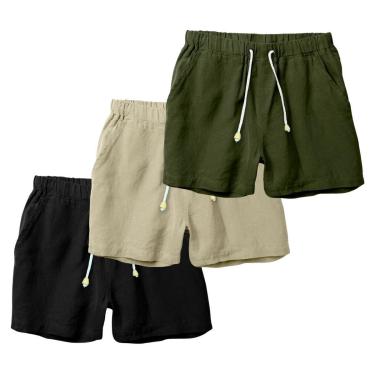 Imagem de Kit 3 Bermudas Masculina Linho Short Casual Ajuste Perfeito-Masculino