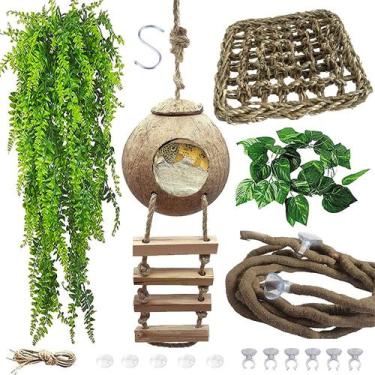 Imagem de  Casa de Coco para Reptiles con Escalera MUYG para Gecko Leopardo 