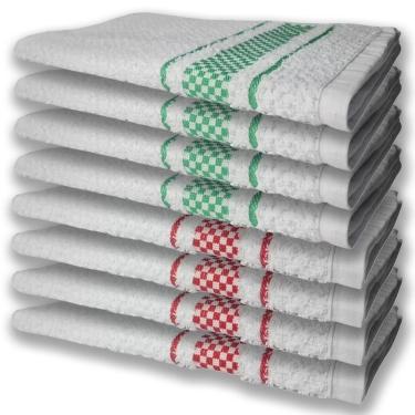 Imagem de 8 Panos De Prato Atoalhado Premium 4 Vermelho 4 Verde
