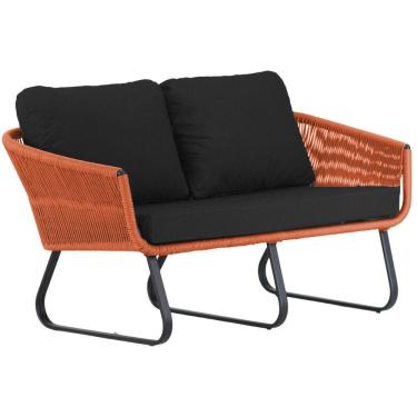 Imagem de Sófa Namoradeira Milão Em Alumínio E Corda Trama Original Terra Cota