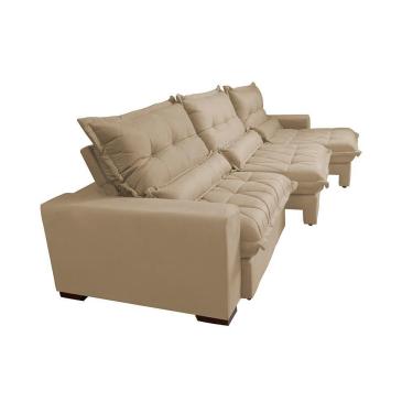 Imagem de Sofá Retrátil E Reclinável 3,52m Com Molas Ensacadas Cama Inbox Soft Tecido Suede Velusoft Castor