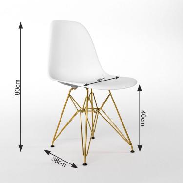 Imagem de Mesa Jantar Industrial Retangular 137X90Cm Amêndoa Base V C/6 Cadeiras Brancas Base D Cor: Amendoa