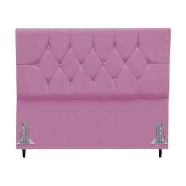 Imagem de Cabeceira Cama Box Solteiro 90 Cm Geovana Suede Rosê E Frame