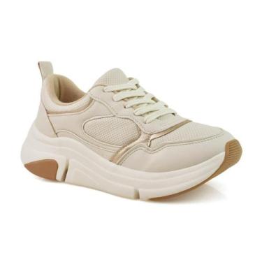 Imagem de Tênis Modare Feminino Branco Off Dourado Ultraleve Casual -, Branco of