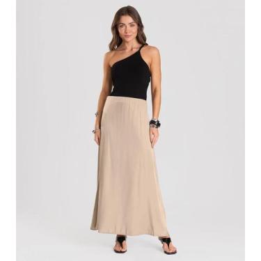 Imagem de Saia Midi Acetinada Dianna Rosa, M, Rosa