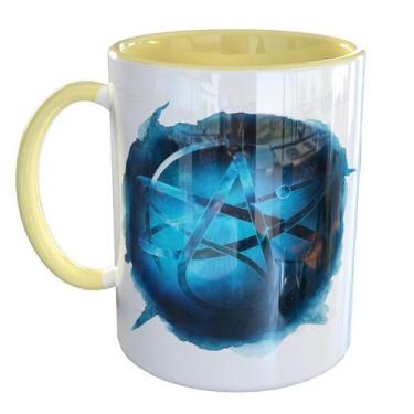 Imagem de Caneca Porcelana Ateu Simbolo Atomo Ateista - Pense Canecas, Amarelo