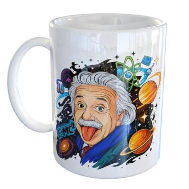 Imagem de Caneca Porcelana Albert Einstein - Pense Canecas, Branco