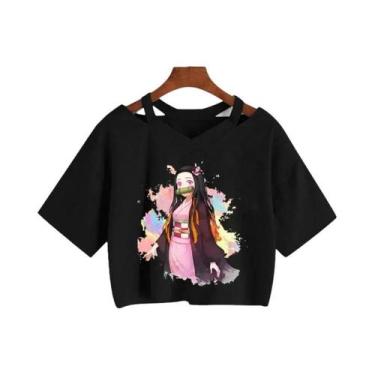 Imagem de Camiseta Feminina Demon Slayer Nezuko Kimetsu No Yaiba Crop Top Tanjir