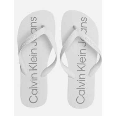 Imagem de Chinelo Calvin Klein Jeans Silk Grey Logo Básico Branco-Masculino