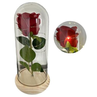 Imagem de Luminária Rosa Bela E A Fera De Led Cúpula Dia Dos Namorados Vermelha 