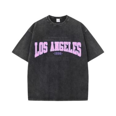 Imagem de Camisetas De Algodão Desgastadas Femininas Com Estampa Los Angeles 199