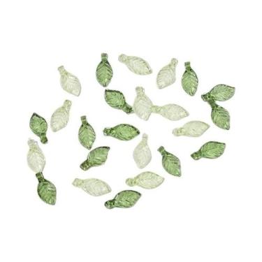 Imagem de Mini Contas De Folha Verde 100un. Acrílicas Para DIY, Colares, Brincos