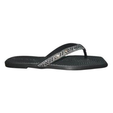 Imagem de Chinelo Rasteiro de Dedo com Strass Feminino Moleca 5558.100 Preto-Feminino
