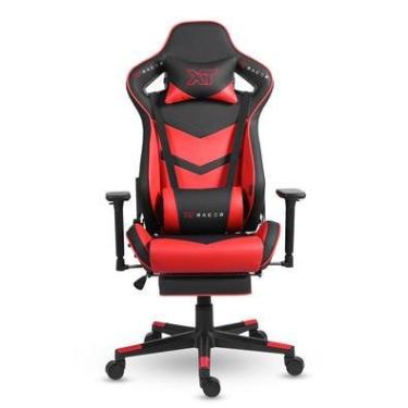 Imagem de Cadeira Gamer XT Racer Taycan Com Apoio De Pés Reclinável Ergonômica Couro Sintético - Preto e Vermelho