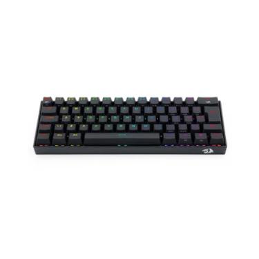 Imagem de Teclado Mecânico  Sem Fio Gamer Redragon Draconic Pro, Bluetooth, Abnt2, RGB, Preto - Switch DIY Azul
