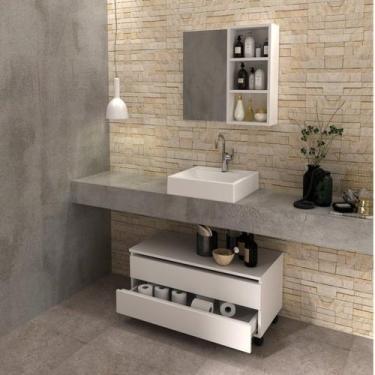 Imagem de Gabinete Rodizio para Banheiro com Espelheira 80cm - Tecno Mobili