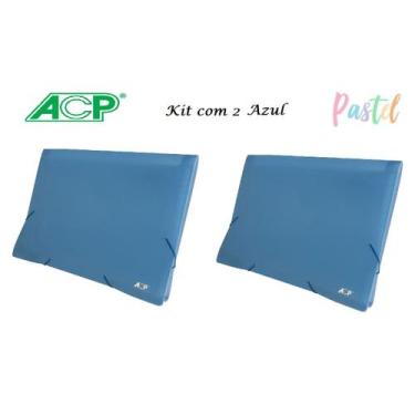 Imagem de Pasta Sanfonada A4 12 Div. Azul Pastel 1727 Kit Com 2 ACP