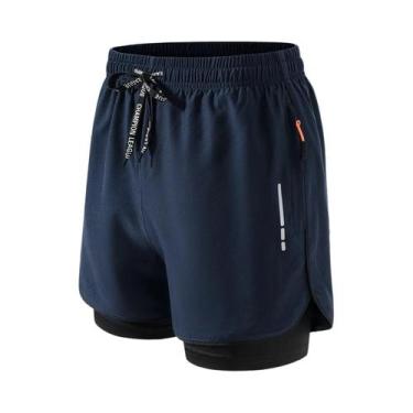 Imagem de Shorts De Fitness Masculinos 2 Em 1 De Secagem Rápida Para Corrida E T