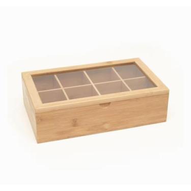 Imagem de Caixa organizadora c/ 8 nichos - natural bambu - Mimô Store