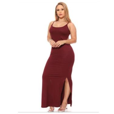 Imagem de Vestido Longo Alcinha Canelado Fenda Lateral Casual - sarawi fashion, 