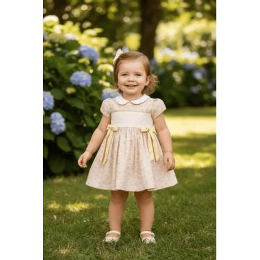 Imagem de Vestido Luxo Aniversário Bebê Bordado Papilloo