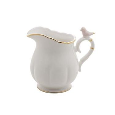 Imagem de Leiteira Birds De Porcelana 230ml Branco, Dourado E Rosa Wolff