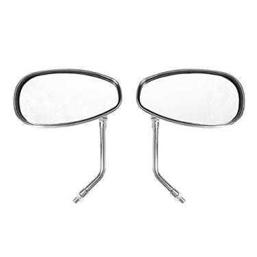 Imagem de Motl Espelhos laterais retrovisores laterais cromados de 10 mm para Honda Kawasaki Suzuki Cruiser Scooter (cromado)