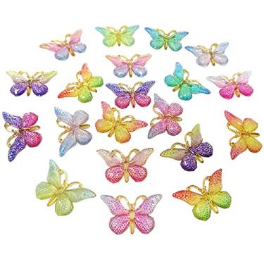 Imagem de Honbay 20 pçs amuletos de lodo de resina com retaguardas fofas enfeites de borboleta para scrapbooking, clipe de cabelo, capa para celular, artesanato faça você mesmo