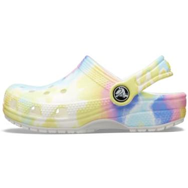 Imagem de Sandália Classic Tie Dye Graphic, Crocs, Criança Unissex, White/Multi, 32