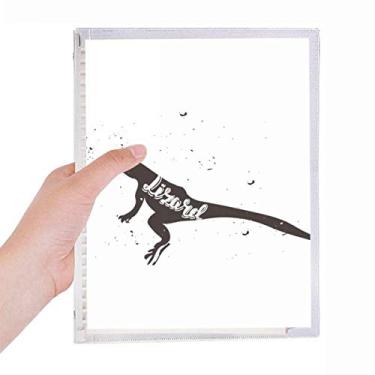 Imagem de Caderno de animal lagarto preto e branco diário de folhas soltas recarregáveis