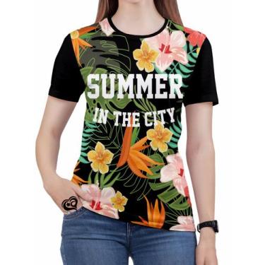 Imagem de Camiseta De Praia Floral Feminina Florida Roupas Blusa - Alemark