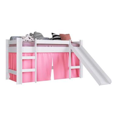 Imagem de Cama Infantil Com Escorregador E Cortina Rosa - Completa Móveis - Pura