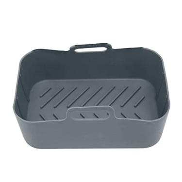 Imagem de Fritadeira de silicone Air Fryer, Air Fryer Silicone Pot Placement Air Fryer, acessórios de substituição quadrada para DZ201 Foodi 8 qt, 19,5 x 12,7 x 7 cm (cinza)