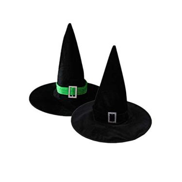 Imagem de Chapéu de bruxa infantil Bestgift chapéu de bruxo fantasia de Halloween chapéu de festa preto com fivela