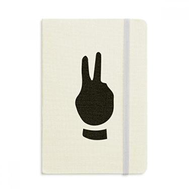 Imagem de Caderno com desenho de dois gestos, capa dura de tecido, diário clássico