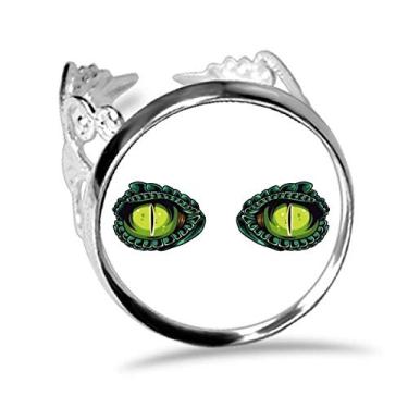 Imagem de DIYthinker Anel de decoração de olho de crocodilo com desenho de animal, noivado, amor ajustável