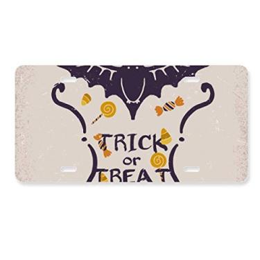 Imagem de DIYthinker Placa de licença em aço inoxidável para decoração de Halloween com desenho em forma de borboleta