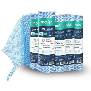 Imagem de Pano Multiuso Bobina Perfex 28cm X 25metros - 6 Rolos c/ 50 Unidades - Azul - Rolo de Limpeza Lavável e Reutilizável INOVEN